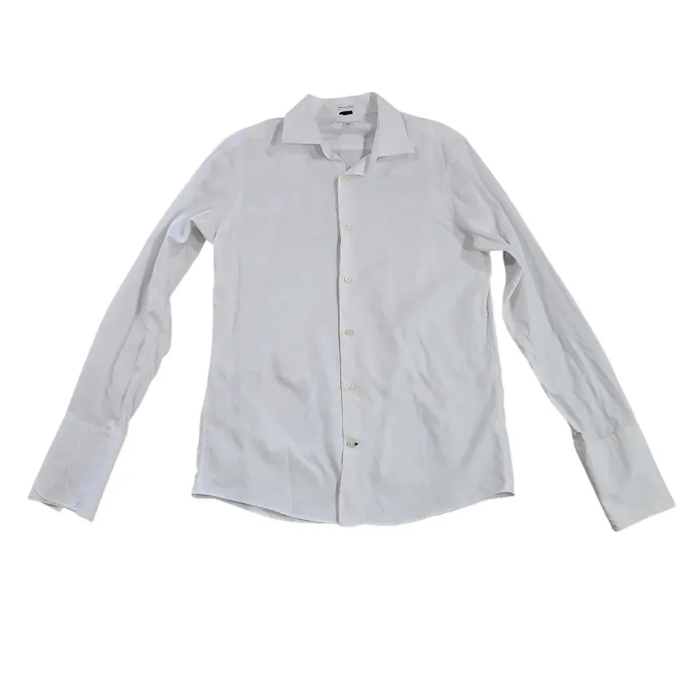 Banana Republic Men's Woven Crisp White French Cuff Dress Shirt Size L 16 - 16.5